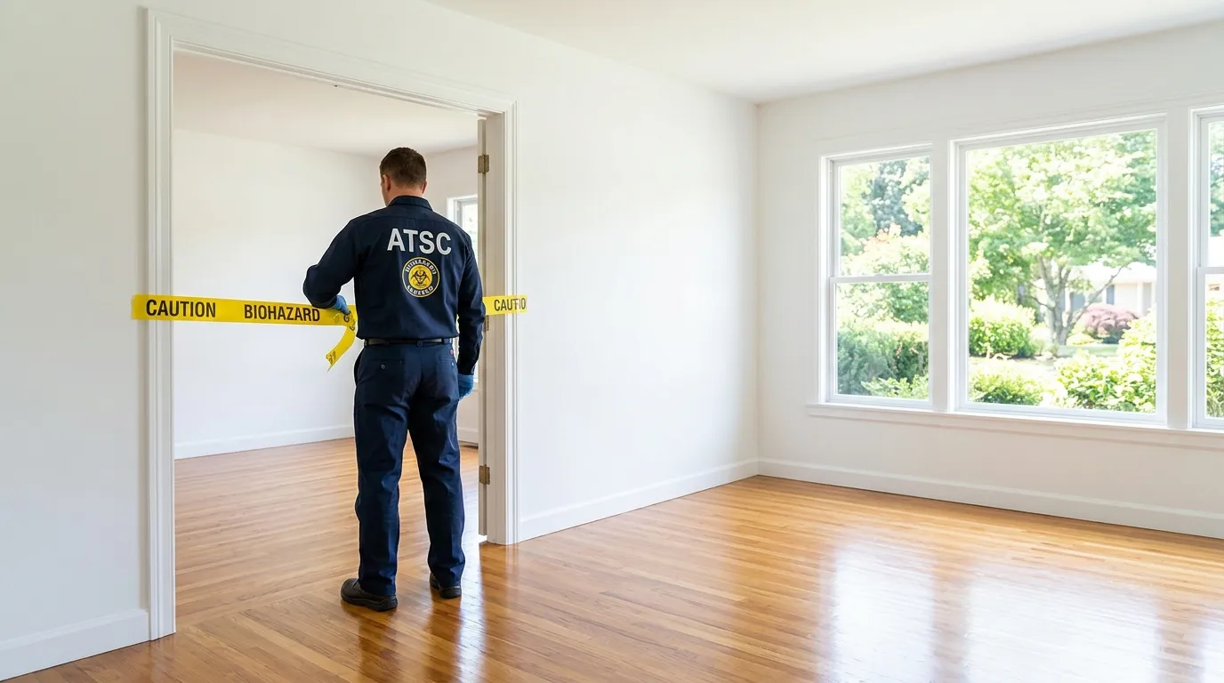 Certified biohazard cleanup crew performing Decomposition Cleanup in Riverton